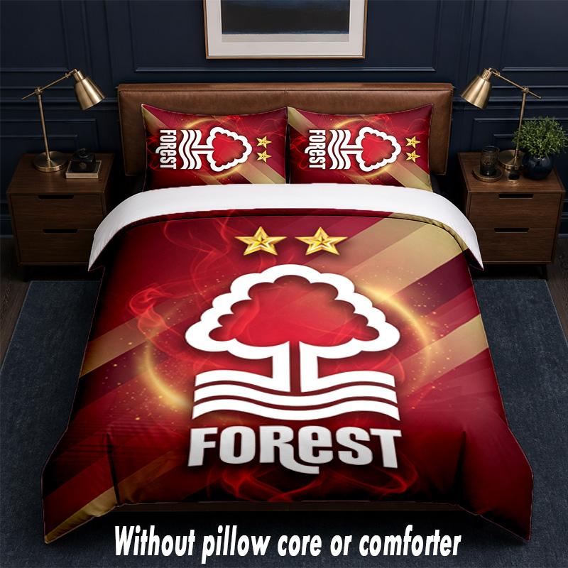 Nottingham Forest Design Bett Bettwäsche-Set 1 Bettbezug + 2 Kissenbezüge Weich Atmungsaktiv Haushalt Bettwäsche