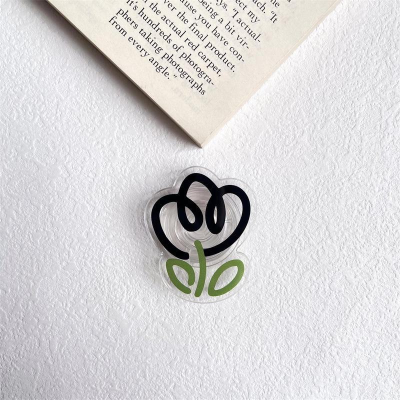 Transparent Tulip-Design Acrylic Phone Stand | Retractable & Foldable