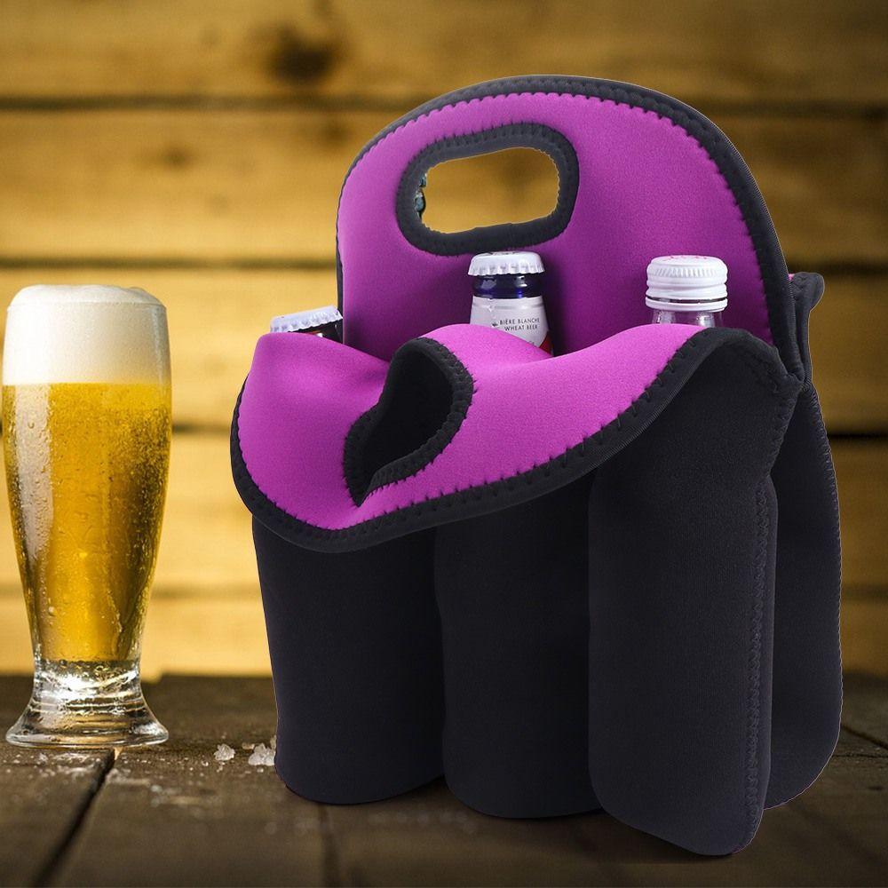 Gift 6 Bottles Can Carrier Tote Neoprene Non-slip Beer Carrier Tote Bag with Handle Reusable Insulated Beverage Carrier Beach