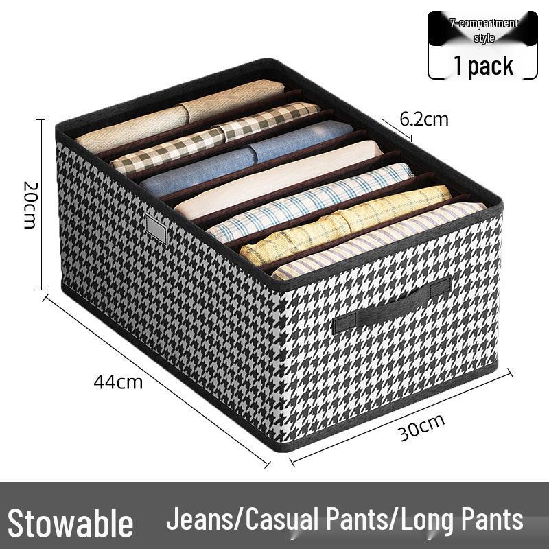 Houndstooth Foldable Clothes Storage Box with Dividers, Large Capacity for Bedroom