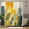 Plant Art Shower Curtain 1 Piece-Green Leaf Geometric Block, Modern Natural Design, Contemporary Bathroom Decoration