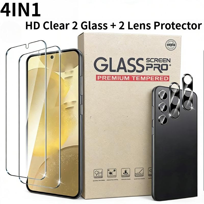 4IN1 Ultra HD Screen And Lens Protector Flim For Samsung A57/37/17/07 A56/36/26 9H Anti-Scratch Tempered Glass Phone Front Film