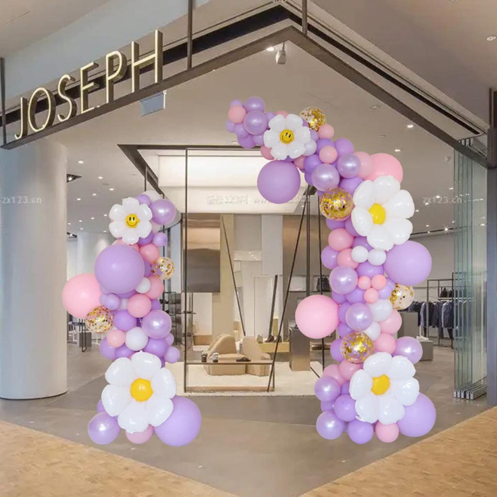 Balloon Birthday Balloon Daisy Birthday Decoration Flower Balloon Happy Wedding Birthday Air Pump Included Purple 173 Piece Luxury Set, Decoration,