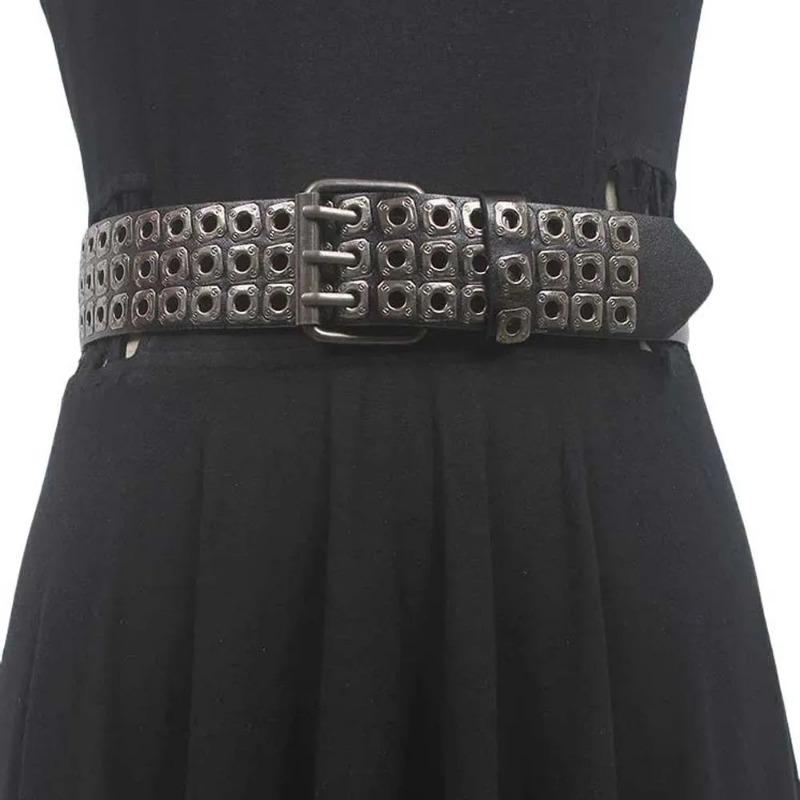 1PC Alloy Pin Buckle Punk Style Rivet Belt Jeans Belt All-match Unisex Gothic Waist Strap Belt Accessories Plus Size