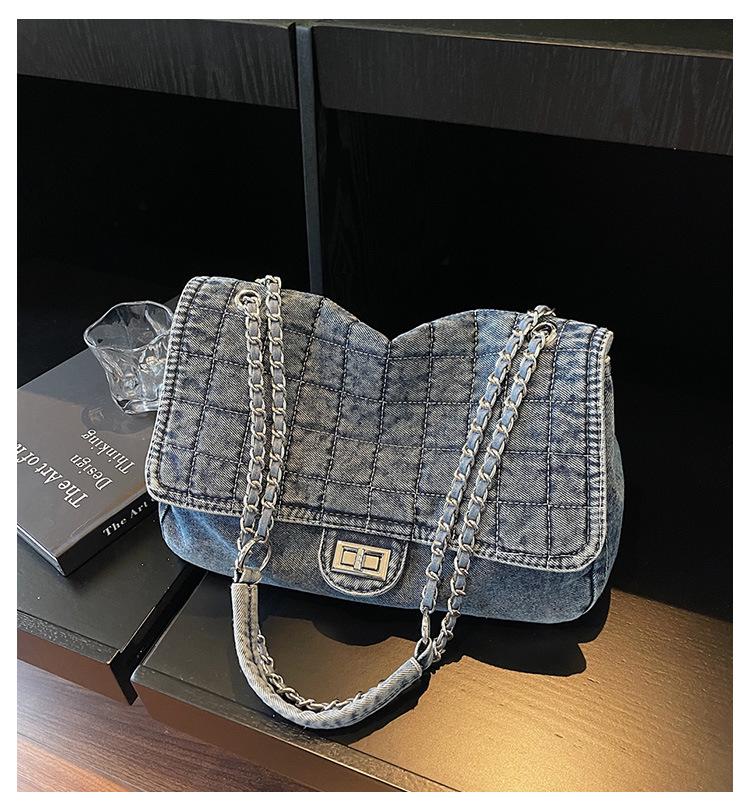 Damen Denim-Tragetasche Mode 2025: Vielseitige Ketten-Schultertasche mit großem Fassungsvermögen