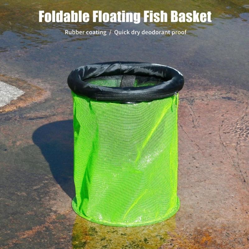 25cm/35cm Foldable Fishing Net Holder Nylon Net Floating Fishing Basket for Keep Crayfish Minnows Baits Storage Cage