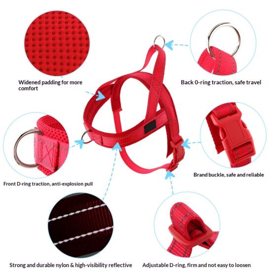 No Pull Dog Harness Breathable Mesh Padded Dog Harness Adjustable Reflective Escape Proof Dog Harness for Small Medium Large Dogs