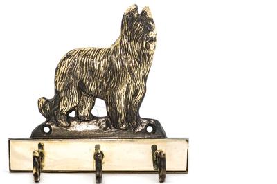 Briard, Berger De Brie – Key Holder with a Dog, Brass Handle for Dog Accessories |