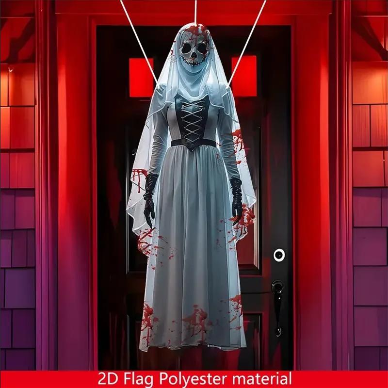 2D Halloweenský Horor Lebka Nevěsta Pozadí Látka Halloweenská Hororová Atmosféra Strašidelný Dům Vnitřní a Venkovní Dekorace Potřeby