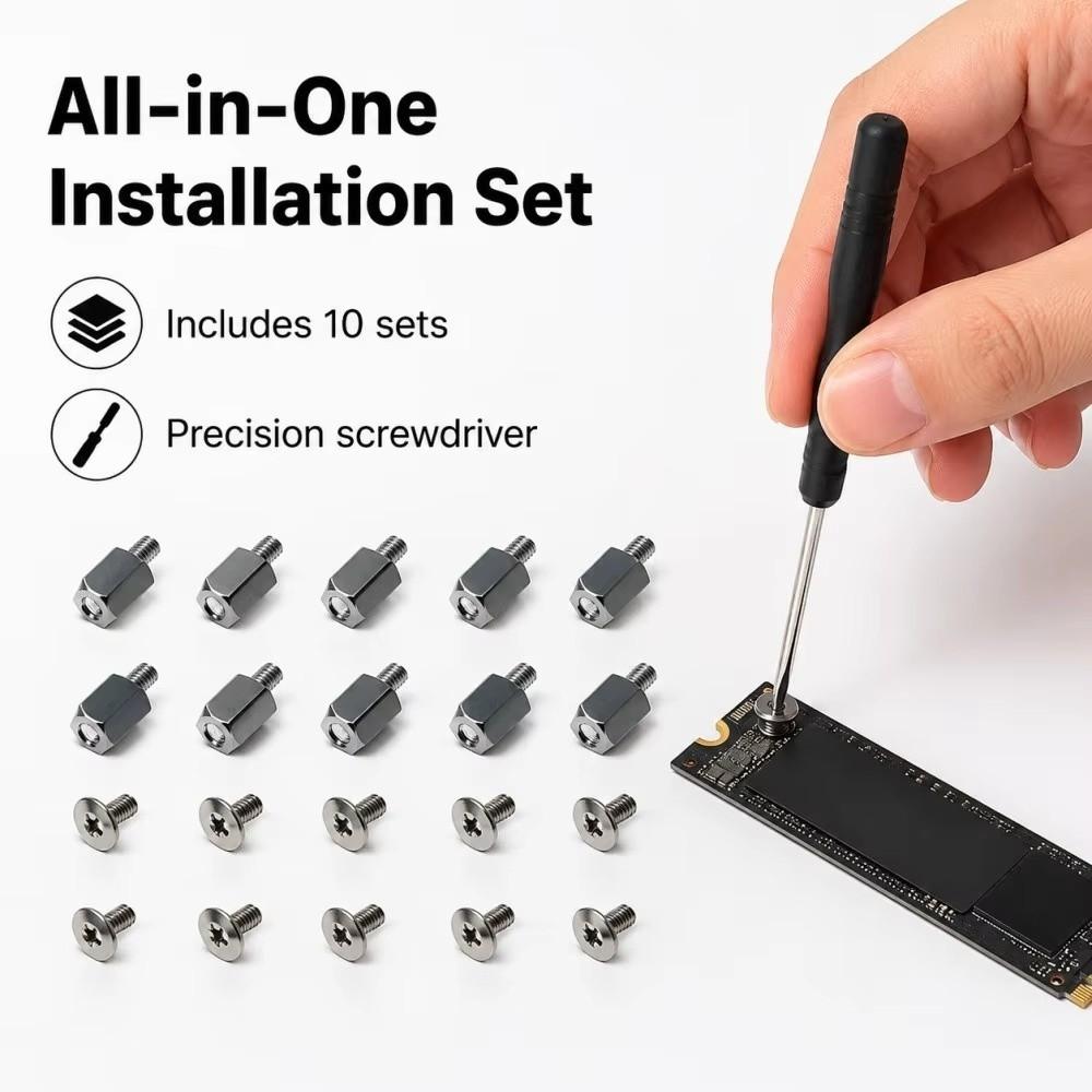 Metal M.2 SSD Screws Black Screws SSD Mounting Kit New Hard Drive Screws for Desktop PC