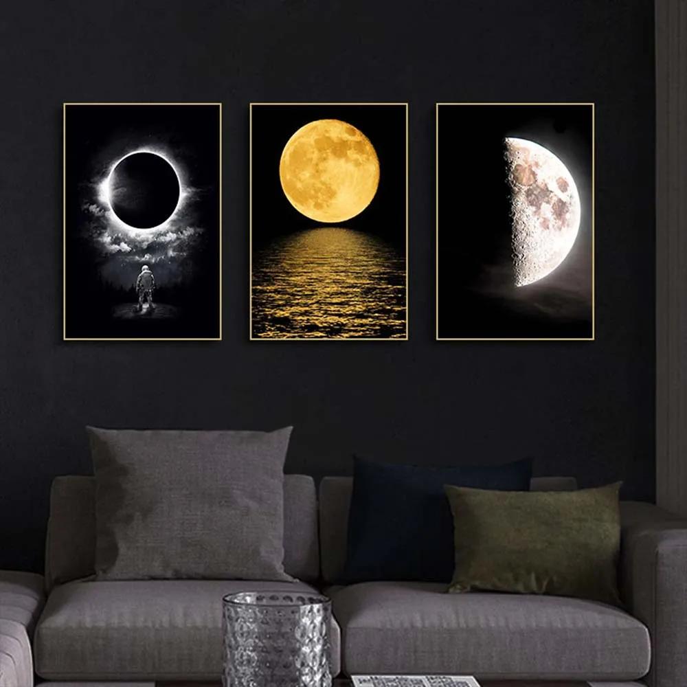 Astronaut Galaxies Wall Art Poster Moon Earth Cyberpunk Sci Fi Mural Modern Home Decor Canvas Picture Print Living Room Decorate