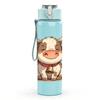 1PC Cartoon Baby Cow 750ml Color Plastic Sports Water Bottle Leakproof Flip Straw Lid Suitable for Sports Office Home Use
