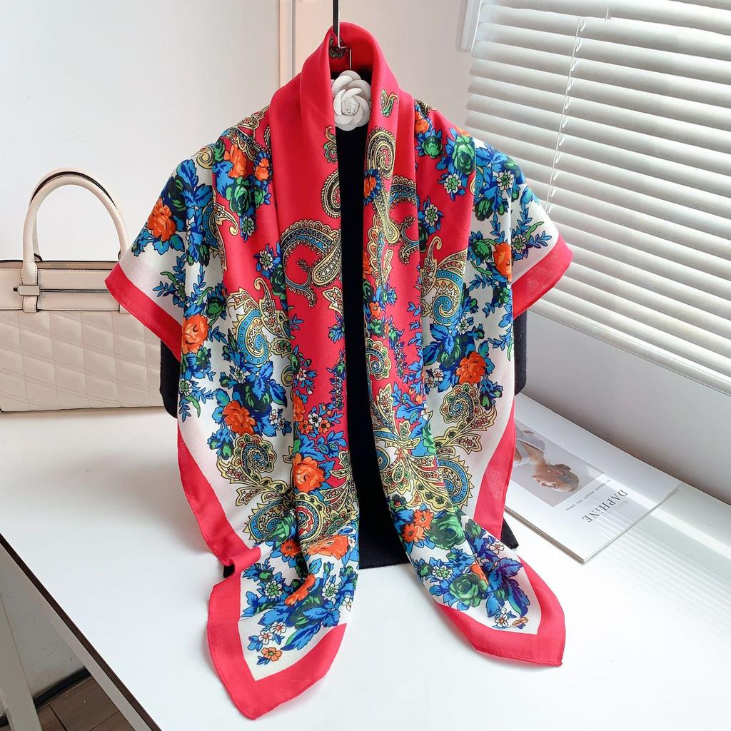 Shawl women's summer travel photo big scarf thin beach scarf versatile dual-purpose sunscreen silk scarf