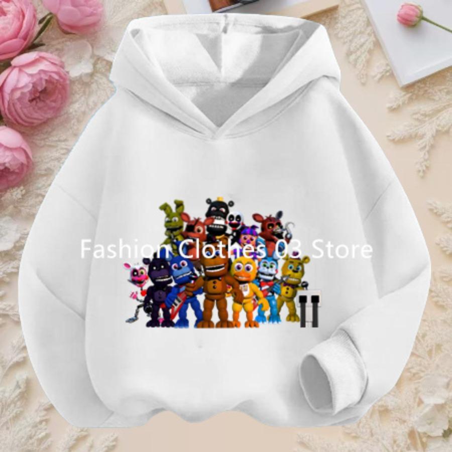 2026 Anime Five Nights Bear Hoodie 3-12 Year Kids Cosplay Unisex Hoodies Boys Sweatshirt Teen Girls Clothes Birthday Gift