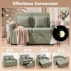 2 Seater Sofa Bed 3-in-1 Convertible Chenille Pull Out Sleeper Sofa with 5-Position Adjustable Backrest, Light Green