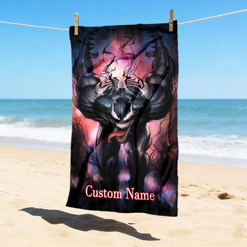 Custom Name Carnage Stylish Digital Printing Beach Towel Quick‑Drying Absorbent Blanket for Beach Pool Gym Travel