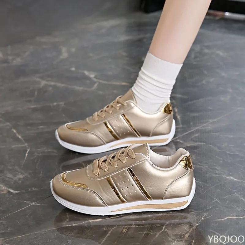 Fashion Large Size Women Sports Shoes Spring Autumn New Style Lace Up Color Blocking Lightweight Running Casual Vulcanized Single Shoes