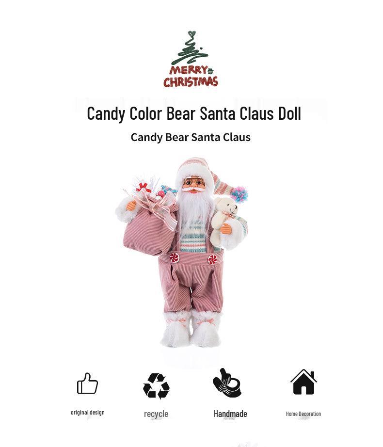 Pink Teddy Bear Santa Claus Christmas Ornaments & Figurines - Festive Home Decor Gifts