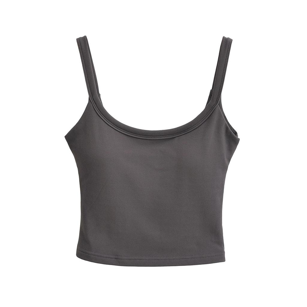 Women's U-Neck Padded Tank Top - Tight-Fit Summer Camisole, Backless, High-Waisted Style