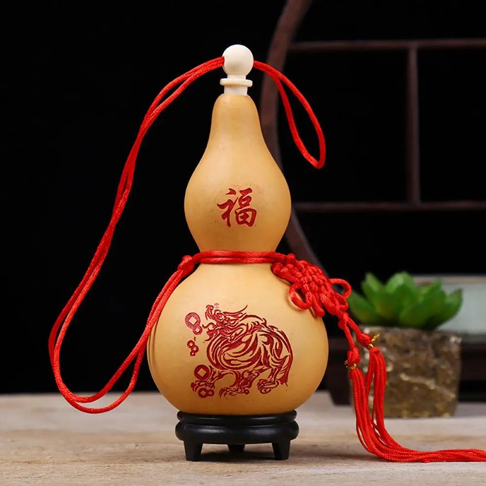Feng Shui Lucky Gourd Hanging Calabash Red String Wealth Health Enhancer for Home/Office Traditional Chinese Decorative Talisman
