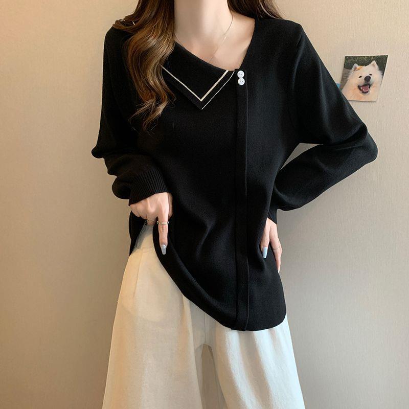 2025 Autumn Plus Size Women's V-Neck Knitted Long Sleeve Sweater