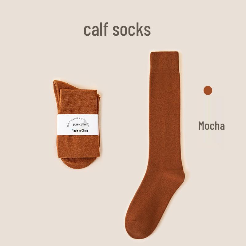 Women's Premium Cotton Mid-Calf & Thigh-High Socks: Versatile for All Seasons, Black