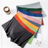 Men Boxer Underwear Elastic Mid-rise Tight Cut High Elasticity Shorts Panties Patchwork Color U-Convex Breathable Panties