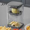 Gemüseschneider für Pommes Frites, mit Sichtbox mit großem Fassungsvermögen, Klingen aus Edelstahl, Lebensmittelzubereitungsschneider und Würfler, Schnellpressschneiden