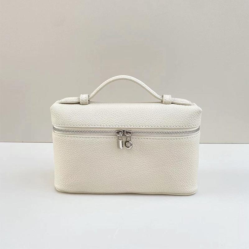 

LP19 Кожаная женская сумка Универсальная темпераментная сумка для ланч-бокса Gigi Same Style одно плечо сумка через плечо косметичка с узором личи 19x6x11.5cm белый