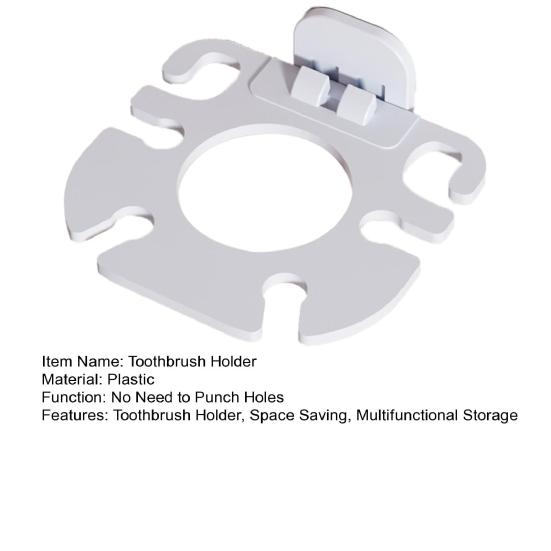 Toothbrush Holder Wall Mounted Self Adhesive Toothbrush Organizer with Toothpaste Slot Quick Drain Design