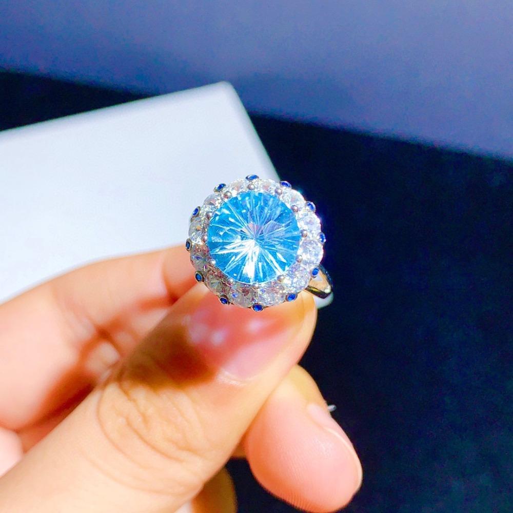 5ct Firework Cut Open Ring Sky Blue Topaz Imitation Stone Womens Fashion Jewelry Adjustable