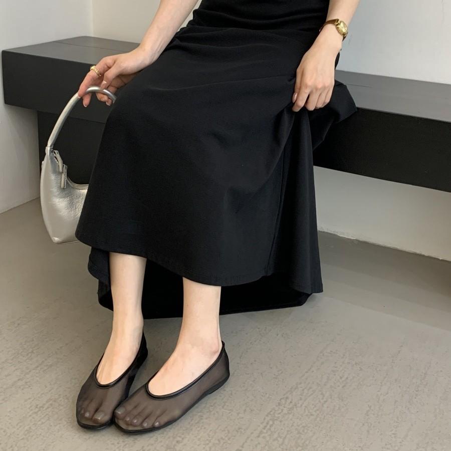 2025 summer new square head shallow mouth flat bottom mesh yarn breathable casual temperament one pedal lazy single shoes sandals women