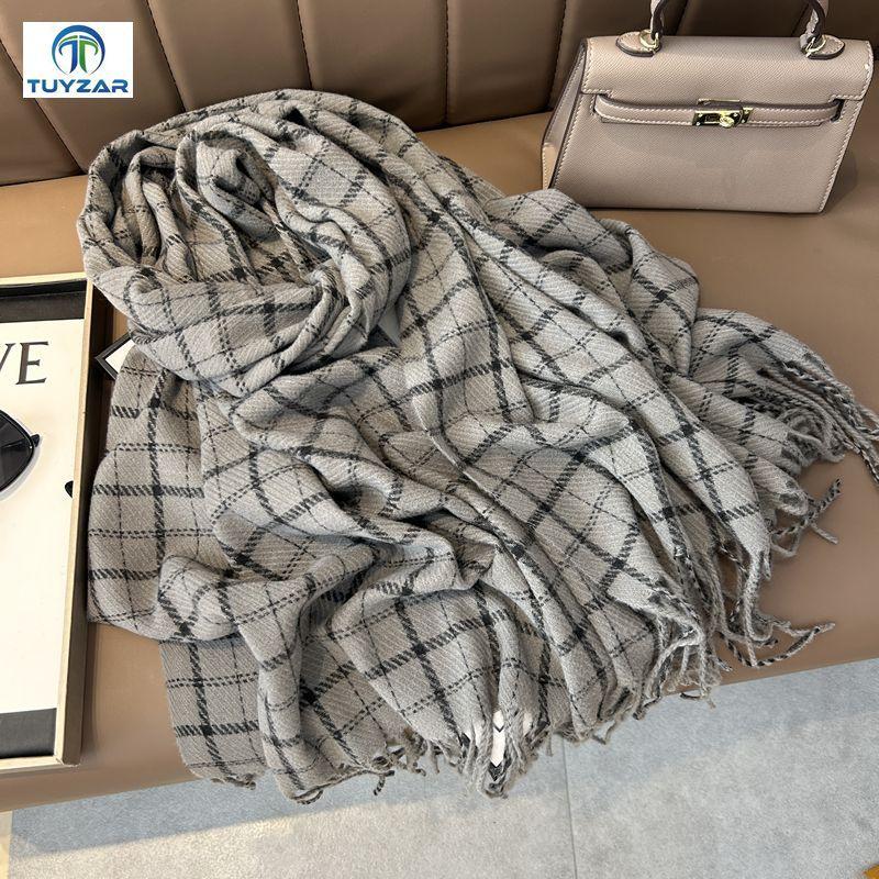 

2024 Осень и зима Новый удлиненный кашемировый шарф универсальный женский теплый шарф для защиты шеи двухсторонний шарф шаль 200*70cm