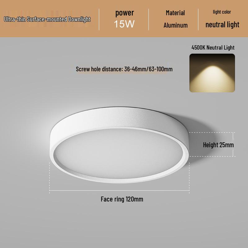 Ultradünne LED Aufbau Deckenleuchte Rund für Gänge, Flure, Eingangsbereiche - Stanzfreie Installation