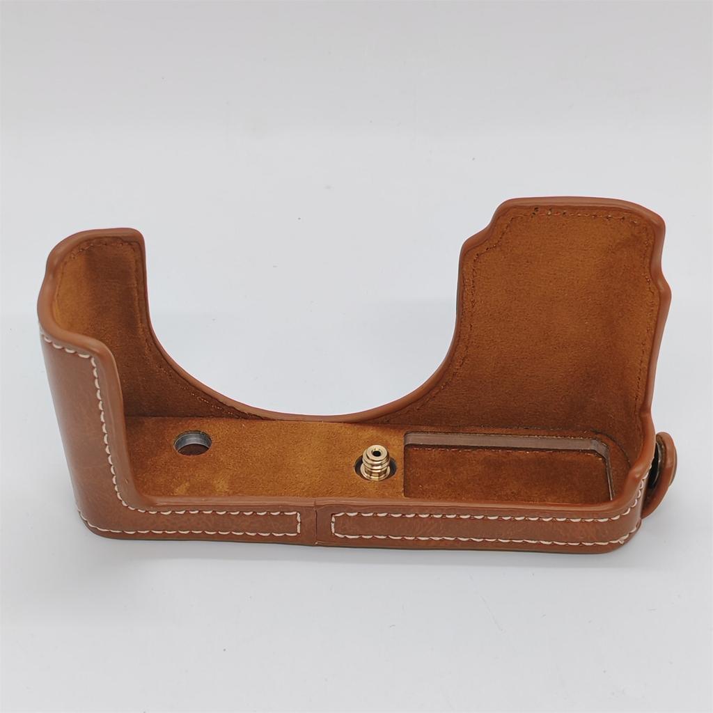 Skórzany futerał na aparat PU dla Leica D-Lux 8/7/(Typ 109) Konstrukcja z otworem na baterię Pokrowiec na połowę ciała z paskiem na rękę