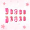 Spring Pastel Pink Floral Gold-Tipped Manicure - 24 Detachable Wearable Nails