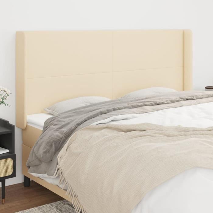 VidaXL Tête de lit avec oreilles Crème 203x16x118-128 cm Tissu3119327