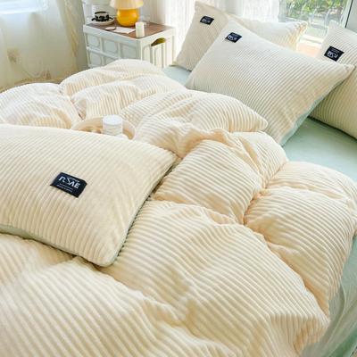 High Quality Milk Magic Velvet Winter Warm Thickened Double-sided Duvet Cover Coral Velvet Bed Hats Pillowcase Duvet Cover Four-piece Set