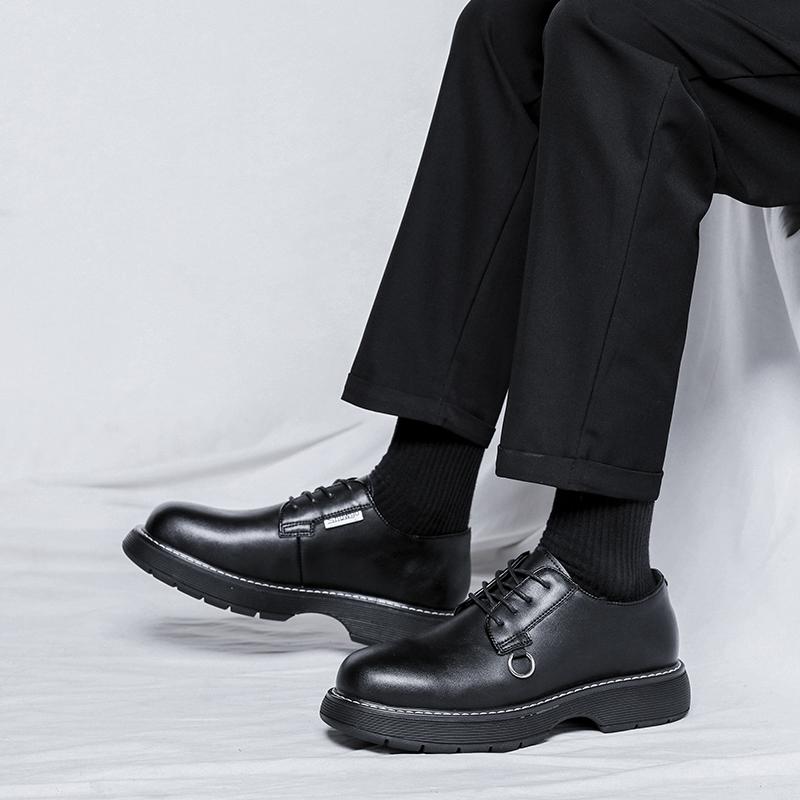 Men's Japan Karajuku Korean Style Fashion Streetwear Vintage Thick Platform Casual Genuine Leather Shoes Male Dress Leather Shoe