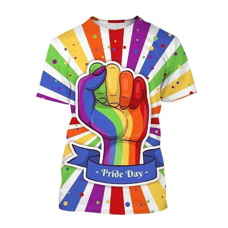 Summer Happy Pride Day Rainbow 3D Print T-Shirts Men Women Short Sleeve T Shirt Oversized Harajuku Y2k Tees Tops Kids Clothing