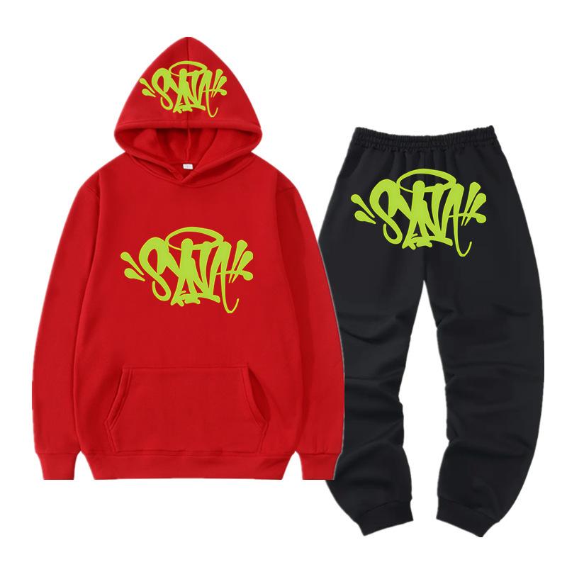 SynaWord High Street Fashion Brand Suit Male Trend Hip Hoodie Syna Printed Sweater Suit
