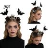 Comfortable Halloween Hairbands Flower Skeleton Bat Headband, Gothic Floral Skull Hair Bands, Spooky Decorative Cloth Headbands for Events Accessory,