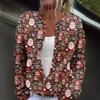 Women's Fashion Christmas Print Long Sleeve Knitted Cardigan Button Jacket