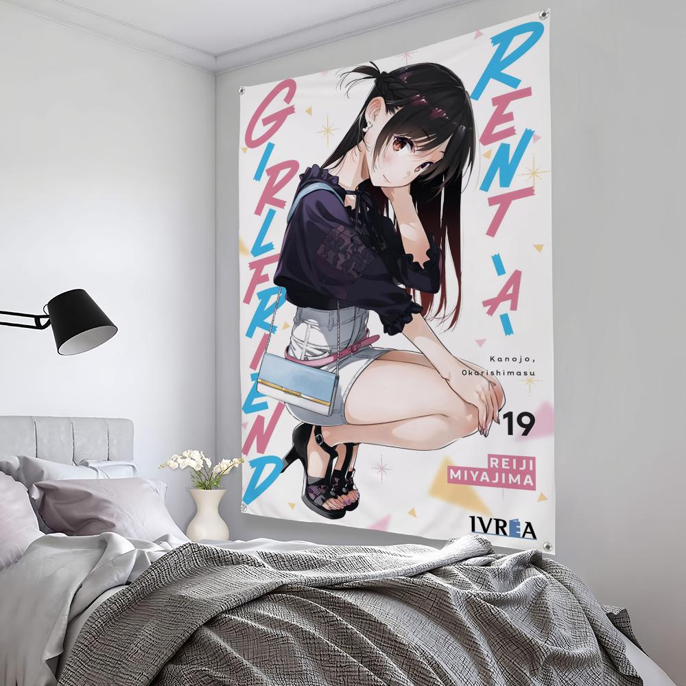 

RentAGirlfriend Chizuru Mizuhara Demon Outfit Wall Tapestry Purple Lingerie Anime Art with Background for Bedroom Decor 74x94cm(29x37in)