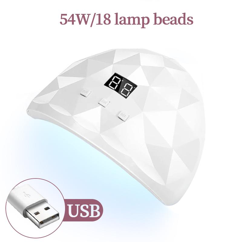 

88 Вт лампа для ногтей, 18 светодиодов, УФ-маникюр, фототерапевтический аппарат с 3 настройками таймера для профессионального маникюра, путешествий, домашнего использования USB