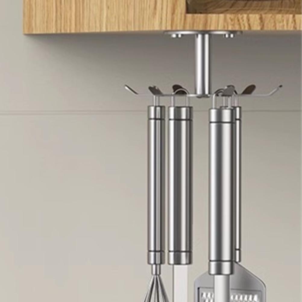 

2 Pcs 304 Stainless Steel Kitchen Utensil Storage Ceiling-mounted Six-claw Rotating Hook 2pcs Hooks Wardrobe 9X9X4.5CM серебряный
