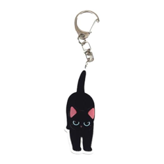 2D Flat Acrylic Cat Charm Keychain Pendant Black Cat Hanging