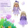 Xerteam 4-Piece Purple Doll Clothes Set for 36-43cm Girl Dolls, Includes Coat Dress Socks Butterfly Headband, 16-18 Inch Doll Accessories Gift