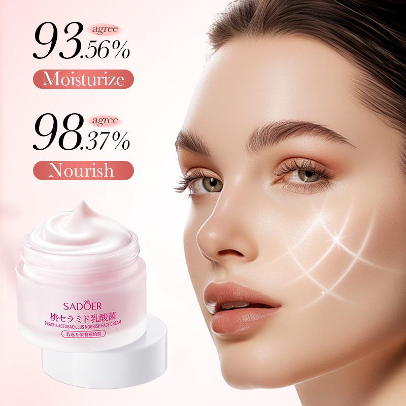 SADOER Peach Nourishing Hydration & Rejuvenation Cream Feuchtigkeitsspendende Gesichtscreme mit Lactobacillus