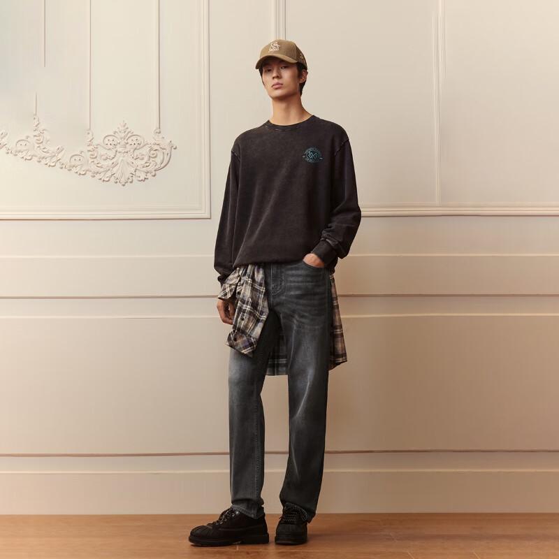 JACK&JONES Men's Washed Straight-Leg Jeans